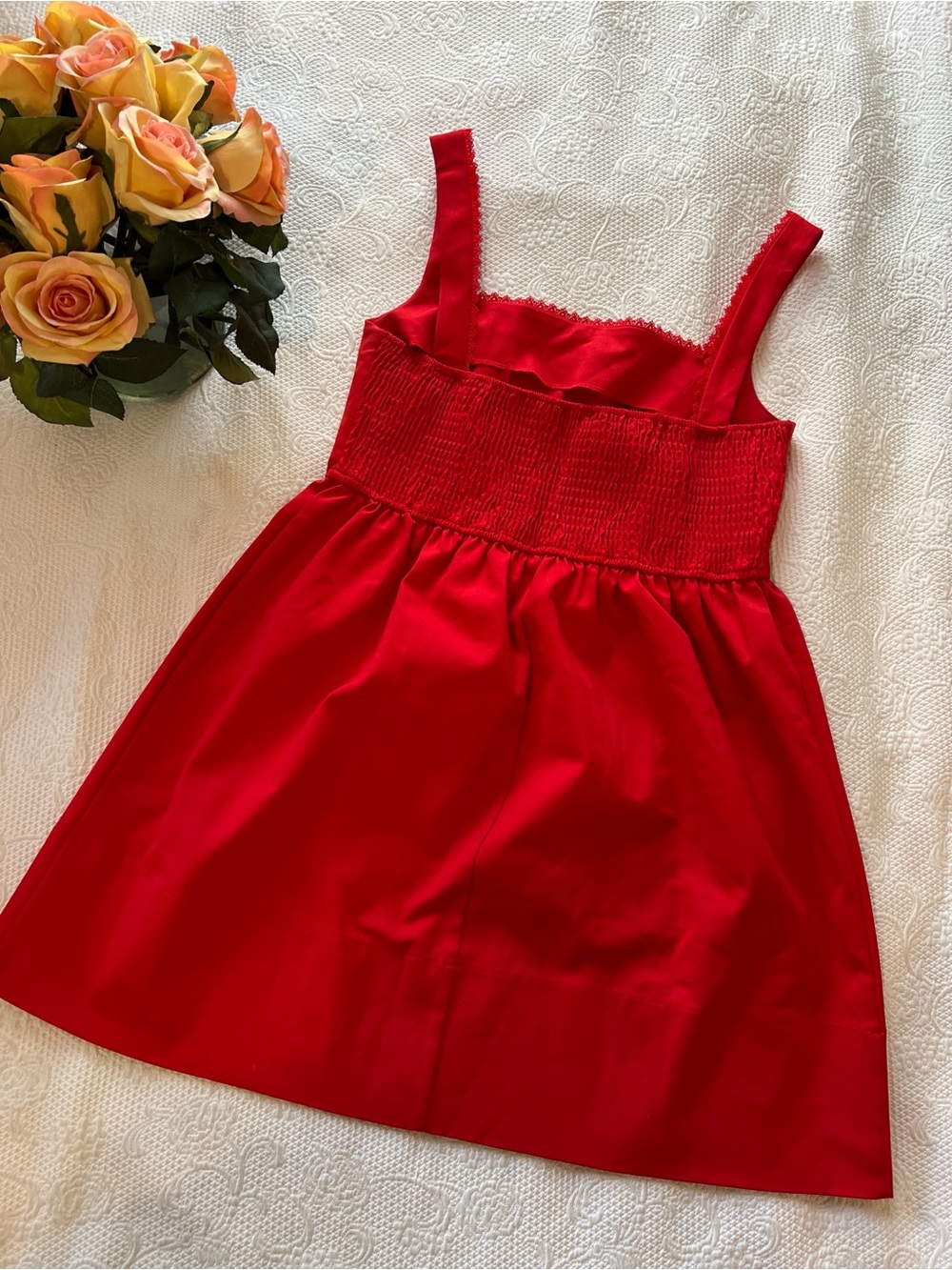 bohme Red Smocked Tank Dress